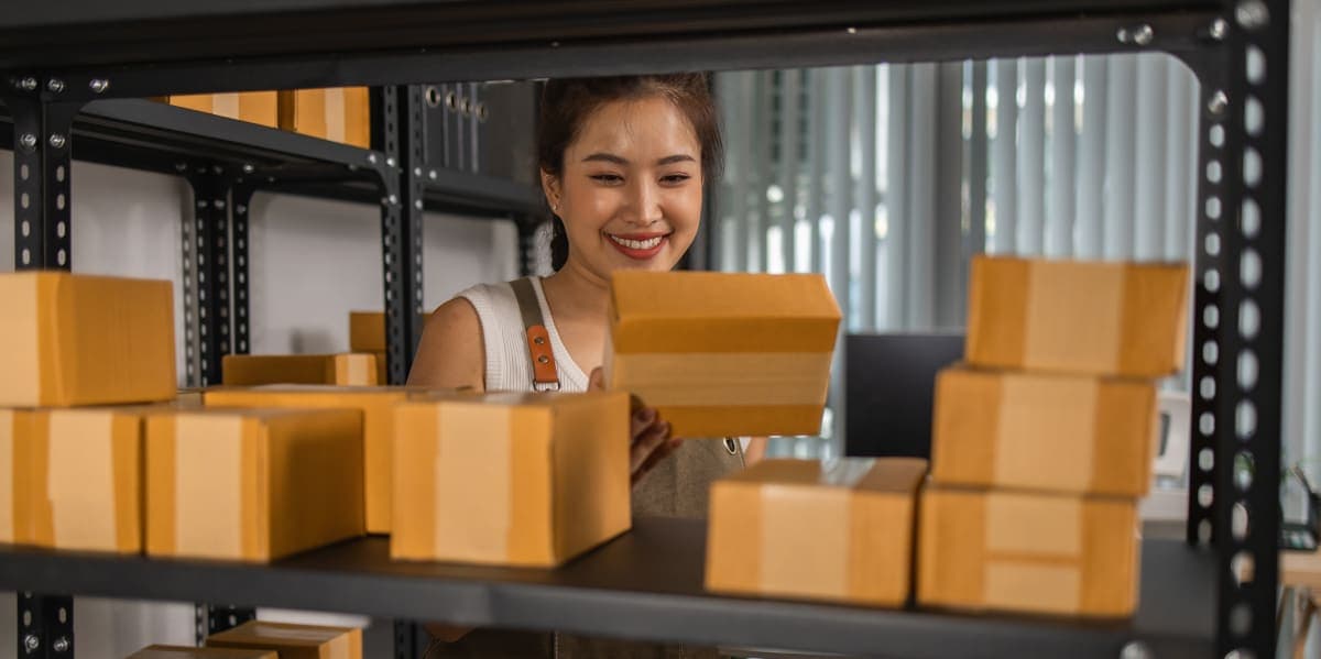 Happy customer counting inventory