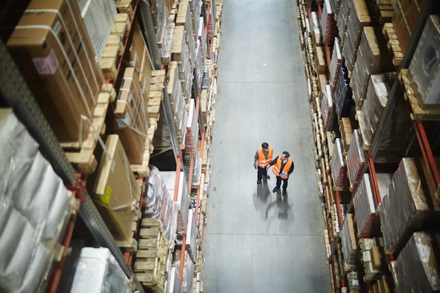 Large warehouse managed by ERP
